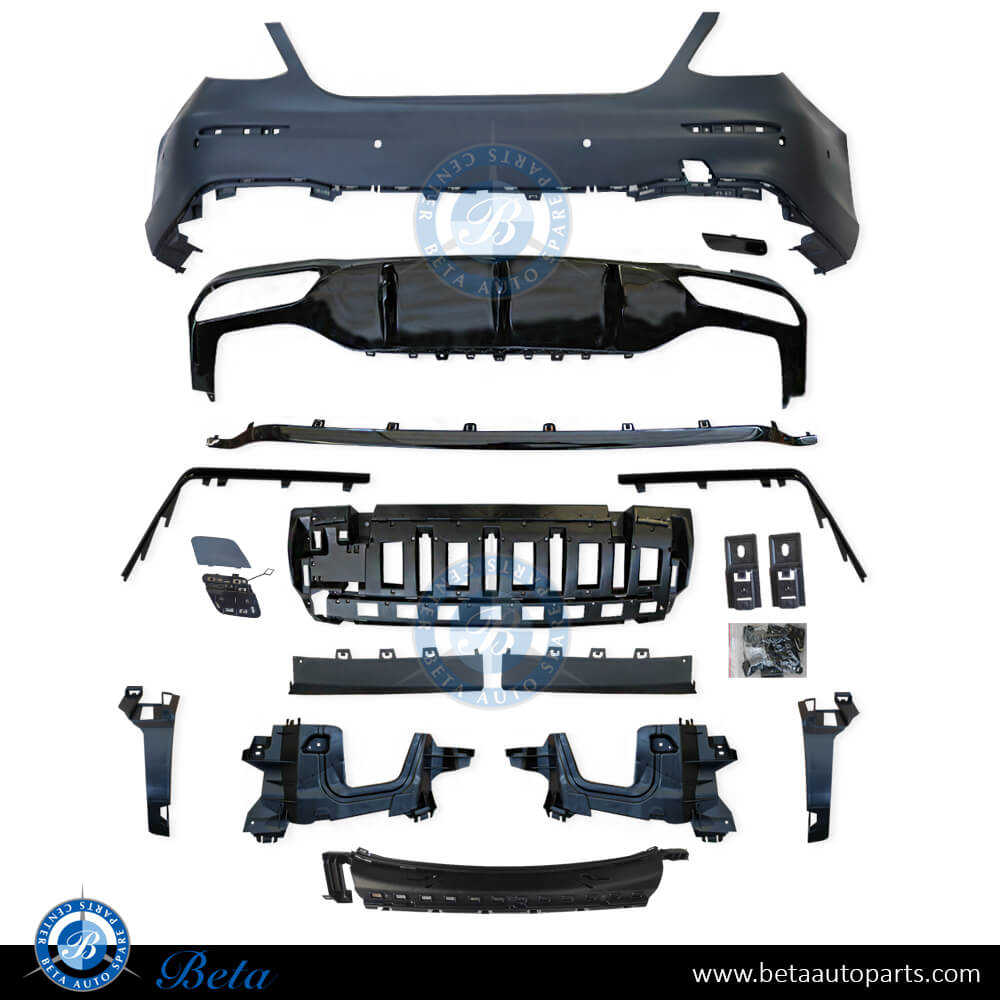 Rear bumper assembly with PDC AMG E63 for Mercedes E-Class W213 2017-2020 models, Part Number 2138850801 Rear bumper assembly with PDC AMG E63 for Mercedes E-Class W213 2017-2020 models, Part Number 2138850801